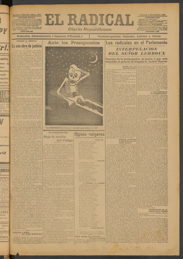 Miniatura de El Radical: diario republicano del 1 de noviembre de 1912