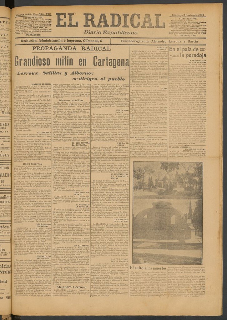 Miniatura de El Radical: diario republicano del 3 de noviembre de 1912