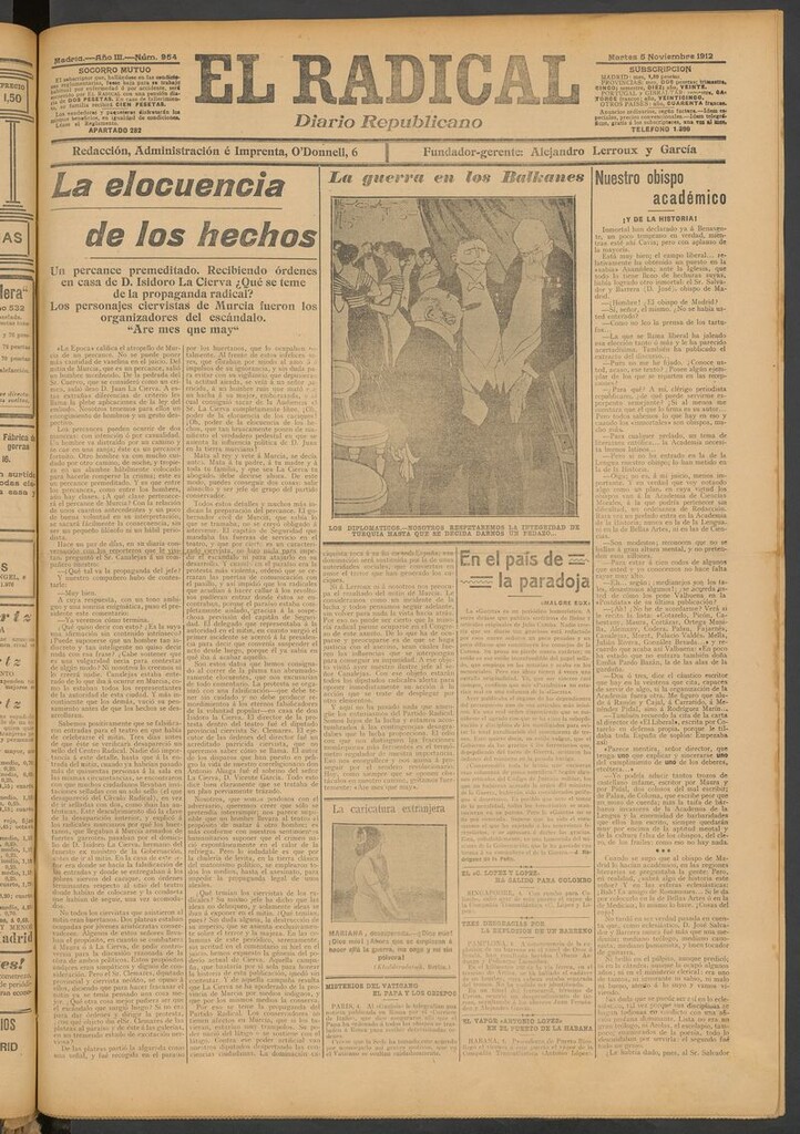 Miniatura de El Radical: diario republicano del 5 de noviembre de 1912