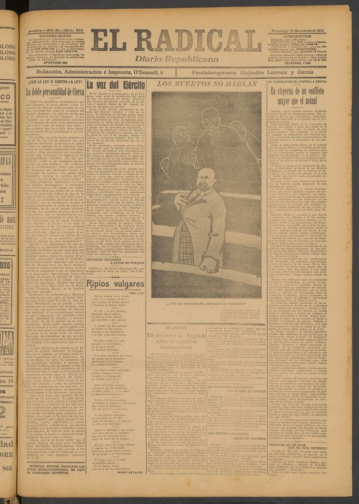 Miniatura de El Radical: diario republicano del 10 de noviembre de 1912