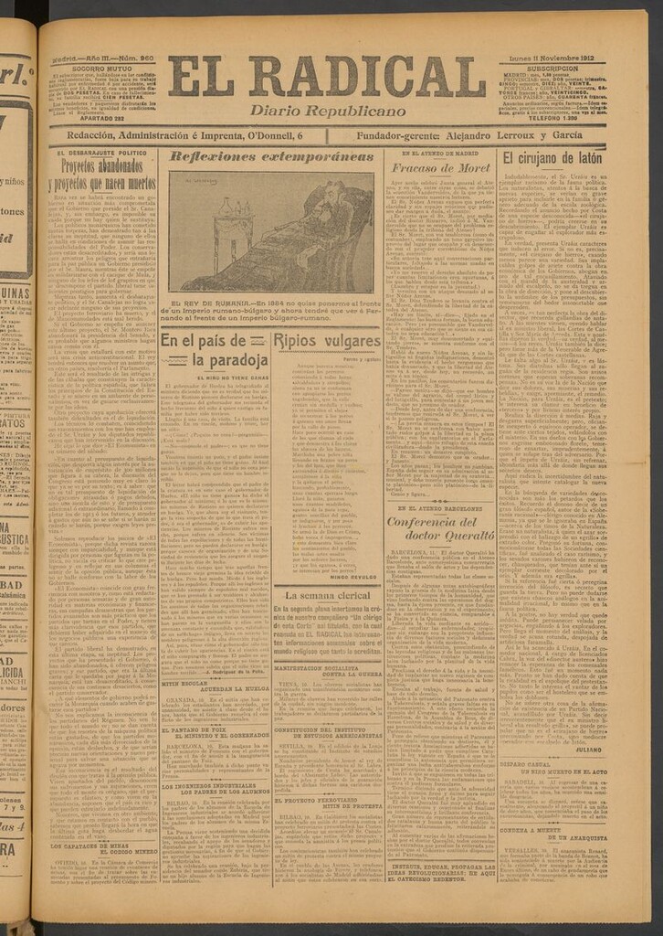Miniatura de El Radical: diario republicano del 11 de noviembre de 1912