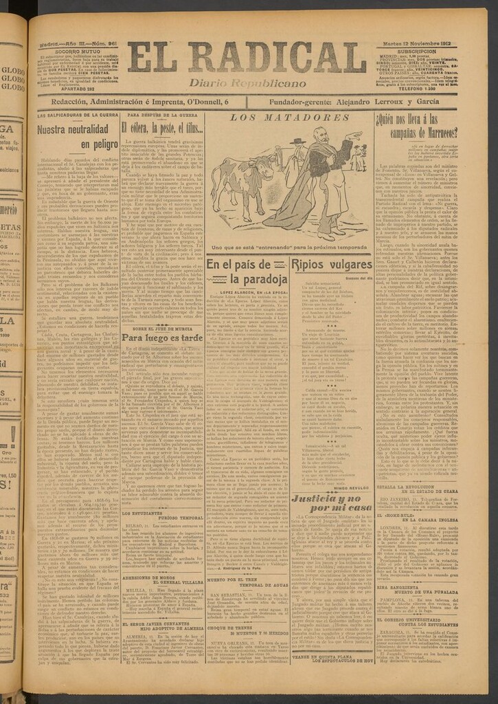 Miniatura de El Radical: diario republicano del 12 de noviembre de 1912