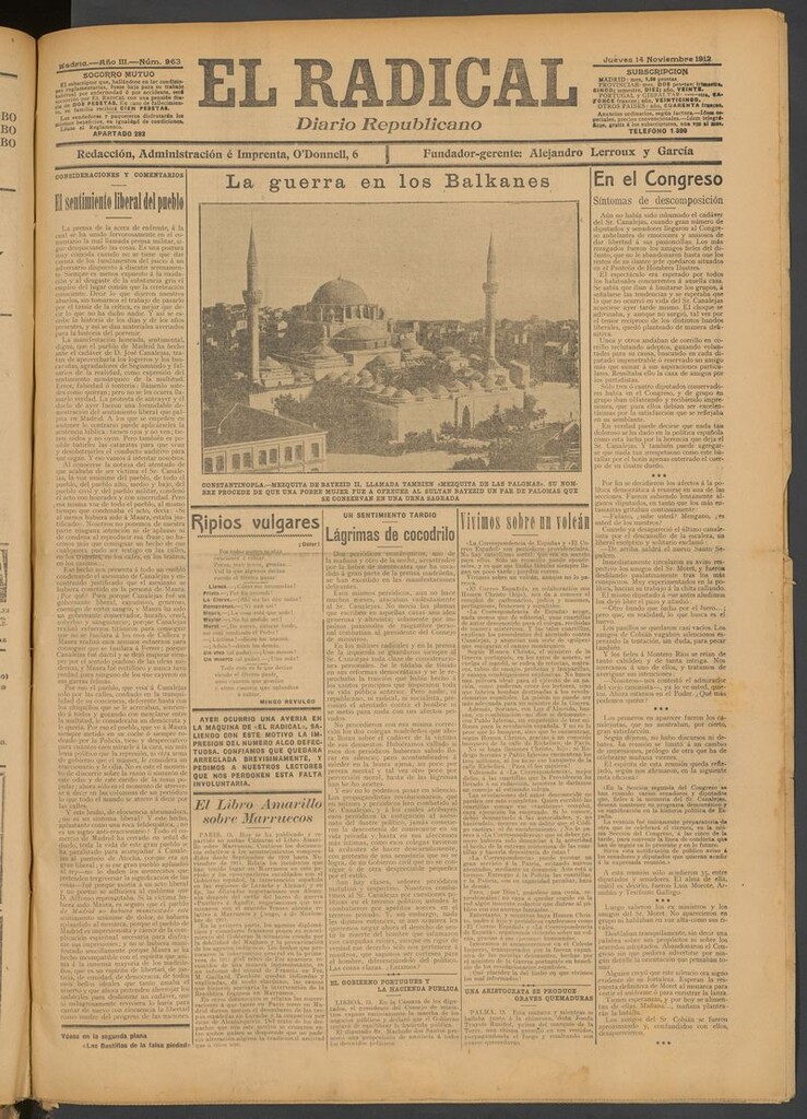 Miniatura de El Radical: diario republicano del 14 de noviembre de 1912