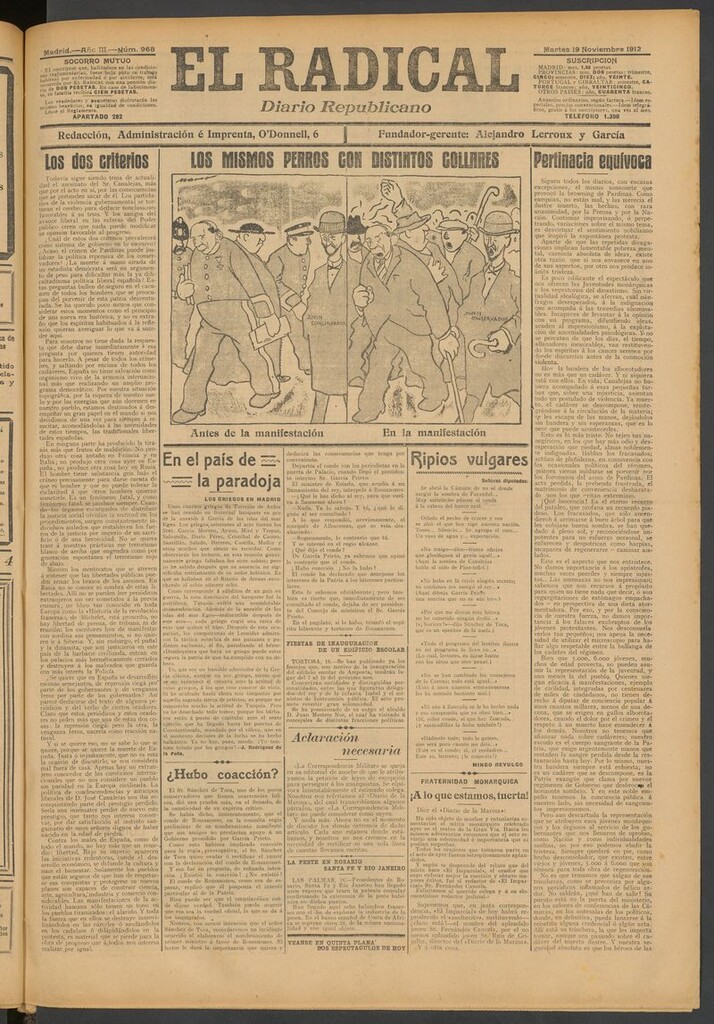 Miniatura de El Radical: diario republicano del 19 de noviembre de 1912