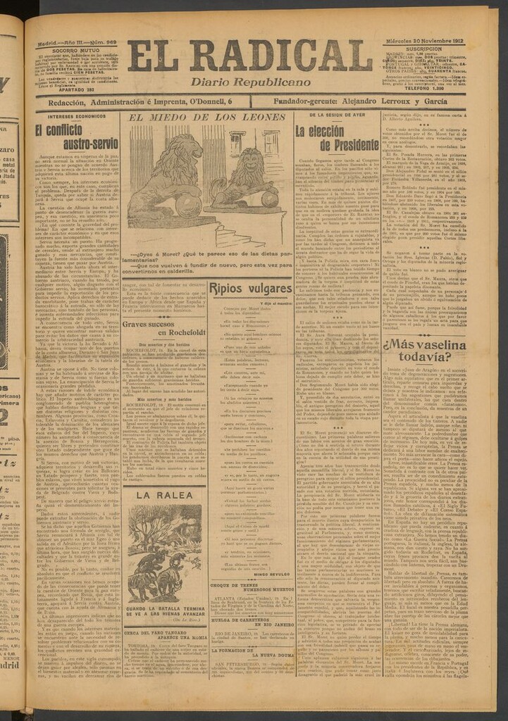 Miniatura de El Radical: diario republicano del 20 de noviembre de 1912