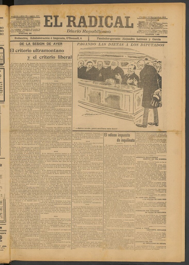 Miniatura de El Radical: diario republicano del 22 de noviembre de 1912