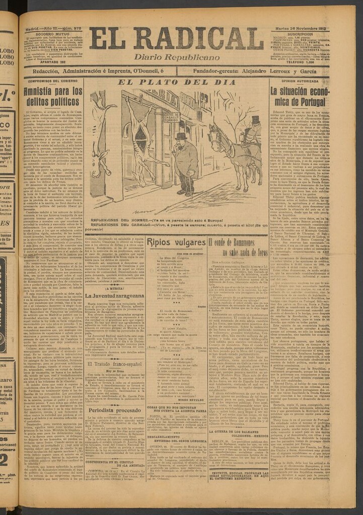 Miniatura de El Radical: diario republicano del 26 de noviembre de 1912