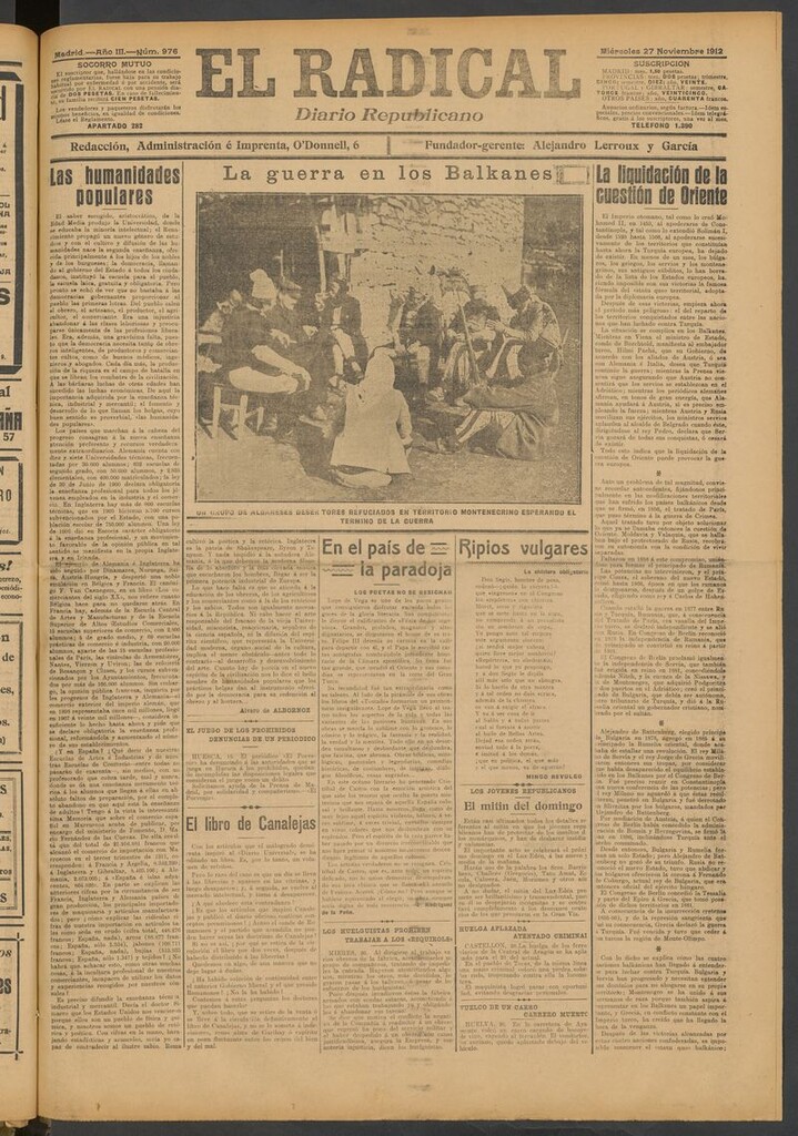 Miniatura de El Radical: diario republicano del 27 de noviembre de 1912