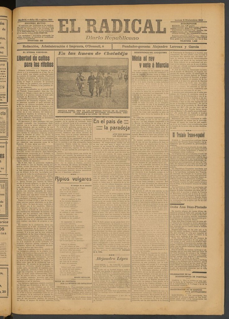 Miniatura de El Radical: diario republicano del 2 de diciembre de 1912