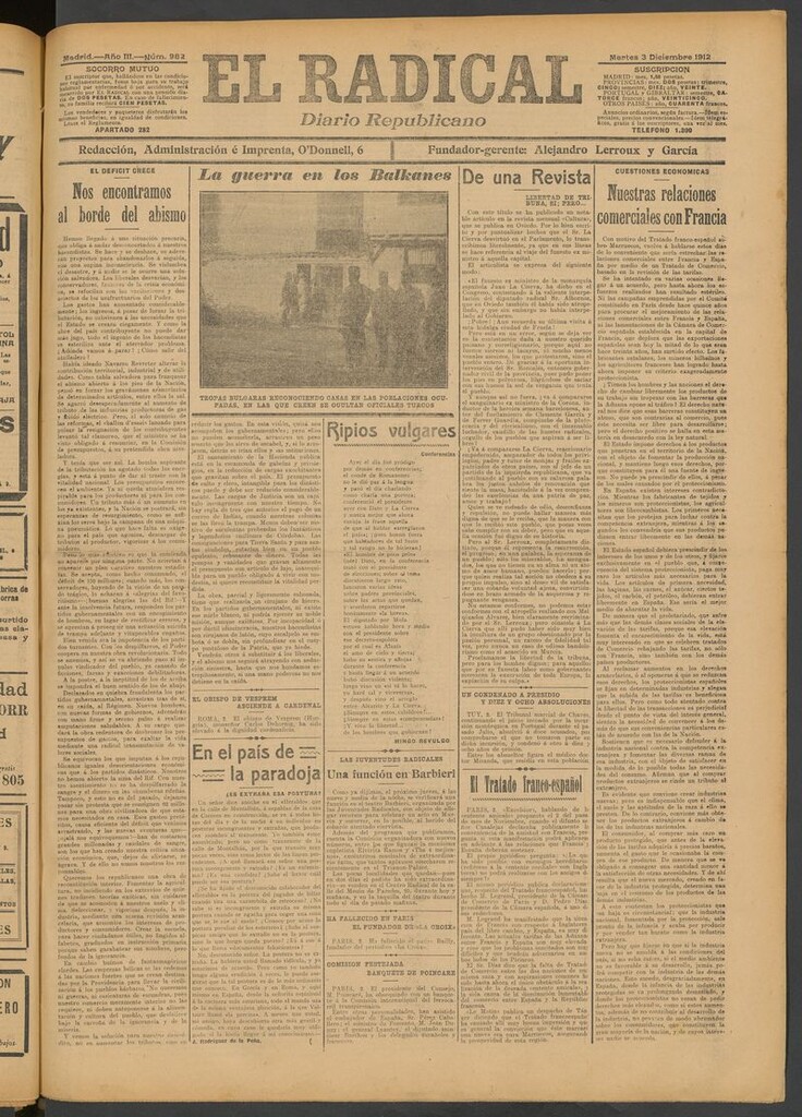 Miniatura de El Radical: diario republicano del 3 de diciembre de 1912