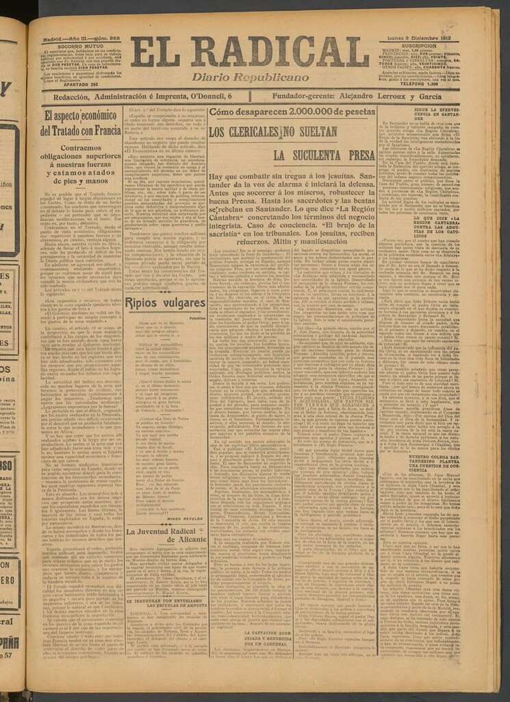 Miniatura de El Radical: diario republicano del 9 de diciembre de 1912