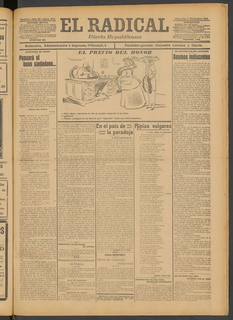 Miniatura de El Radical: diario republicano del 11 de diciembre de 1912
