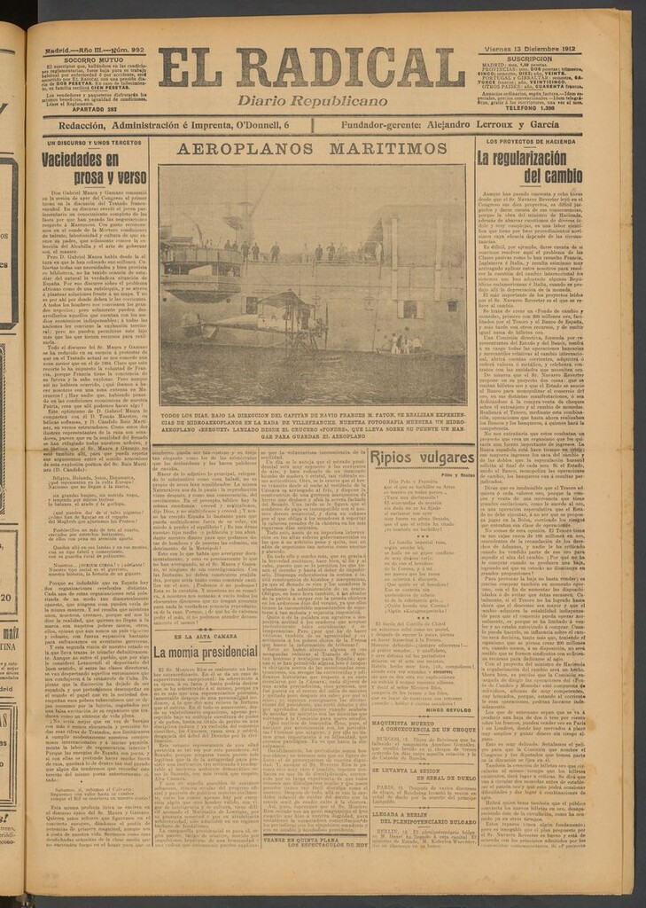 Miniatura de El Radical: diario republicano del 13 de diciembre de 1912