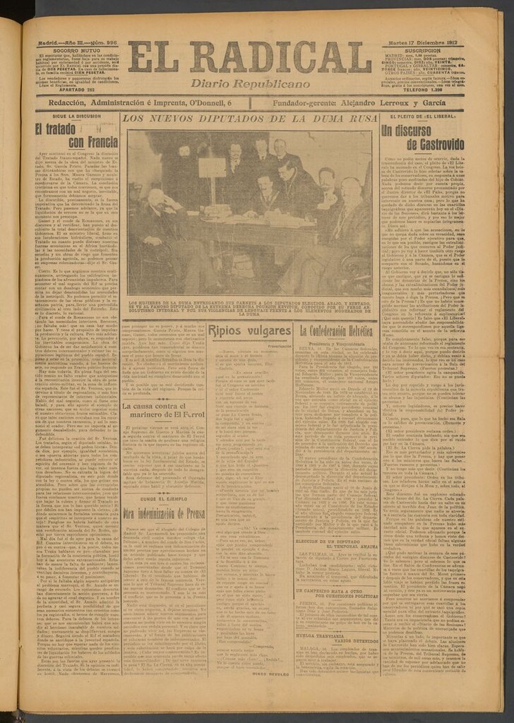 Miniatura de El Radical: diario republicano del 17 de diciembre de 1912