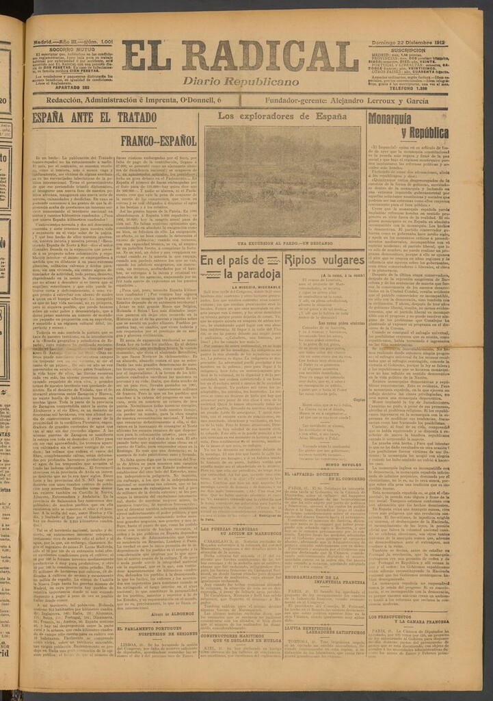 Miniatura de El Radical: diario republicano del 22 de diciembre de 1912