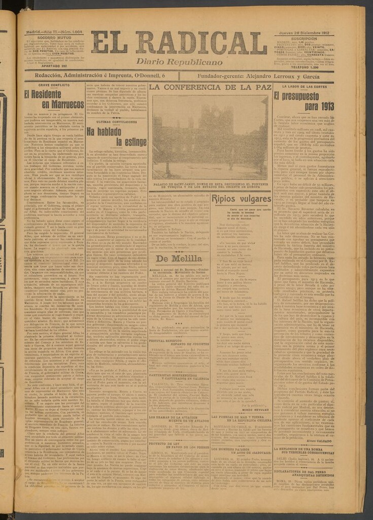 Miniatura de El Radical: diario republicano del 26 de diciembre de 1912