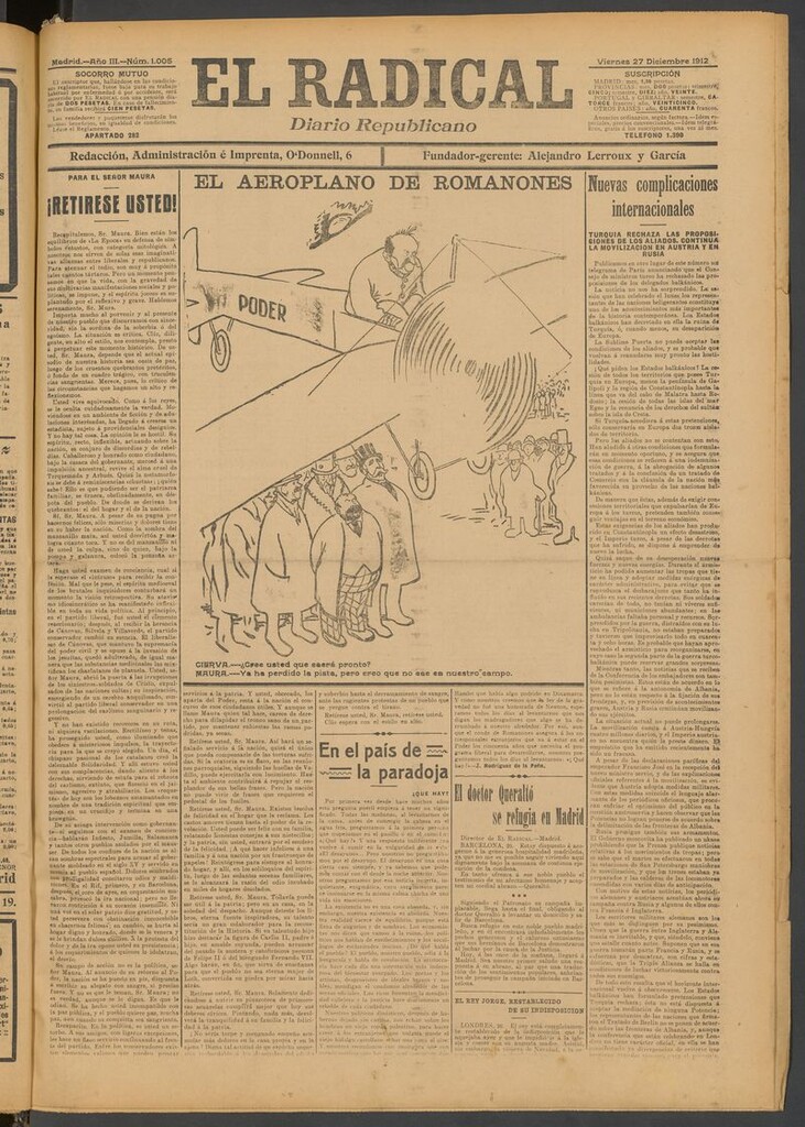 Miniatura de El Radical: diario republicano del 27 de diciembre de 1912