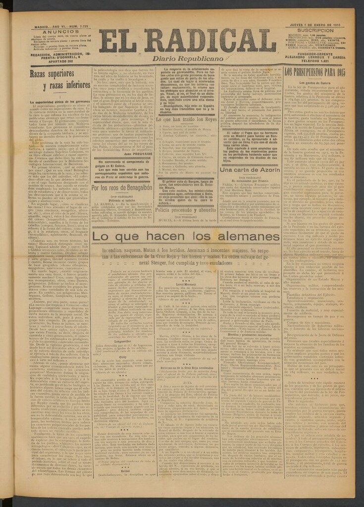 Miniatura de El Radical: diario republicano del 7 de enero de 1915