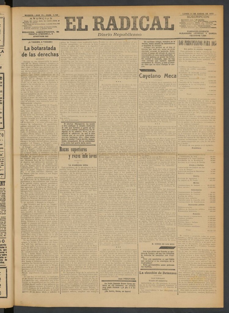 Miniatura de El Radical: diario republicano del 11 de enero de 1915