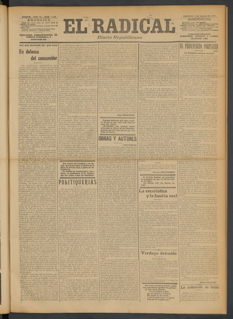 Miniatura de El Radical: diario republicano del 17 de enero de 1915