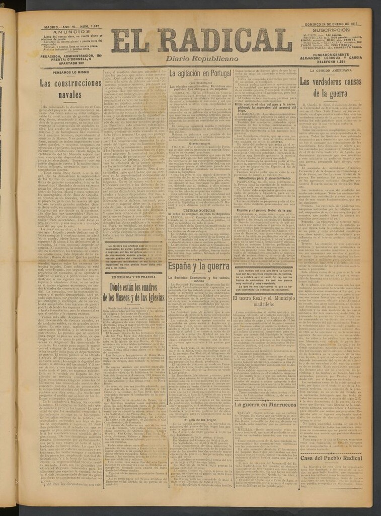 Miniatura de El Radical: diario republicano del 24 de enero de 1915