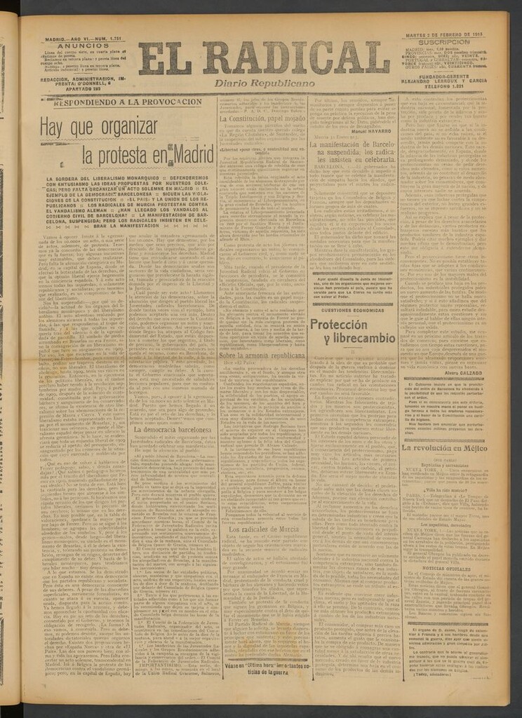 Miniatura de El Radical: diario republicano del 2 de febrero de 1915