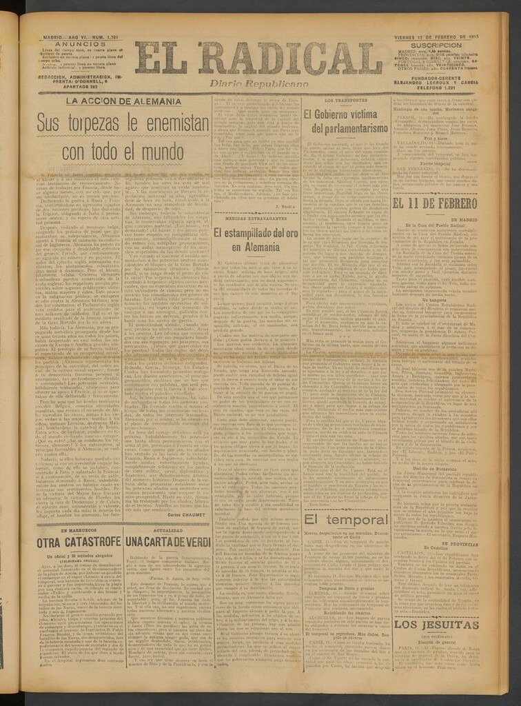 Miniatura de El Radical: diario republicano del 12 de febrero de 1915