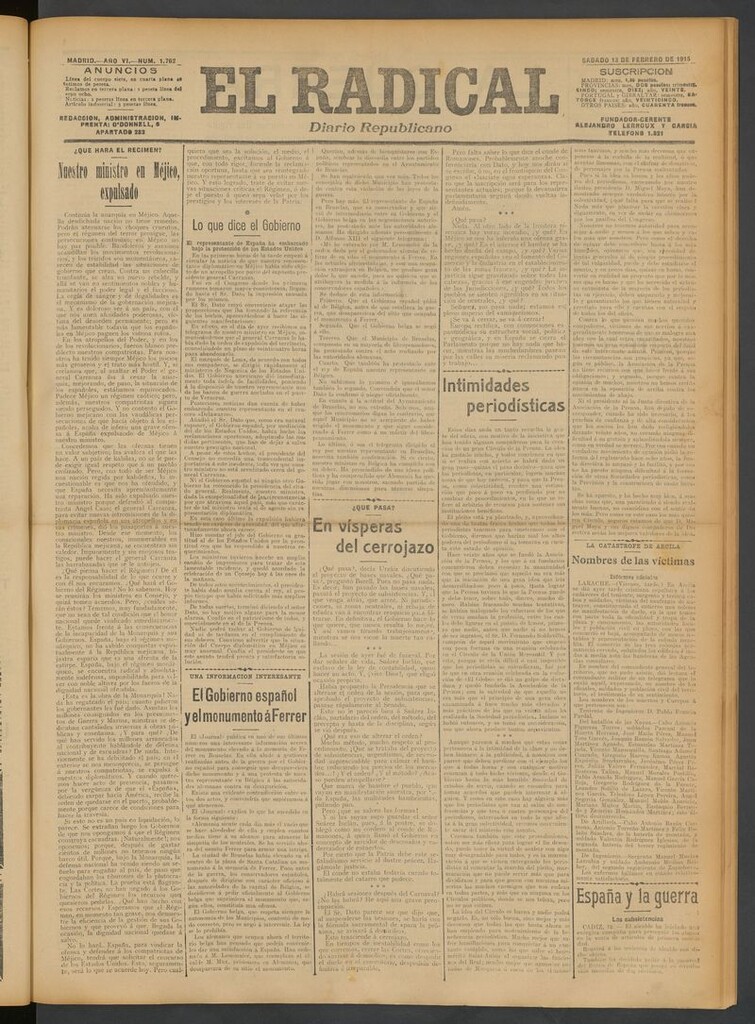 Miniatura de El Radical: diario republicano del 13 de febrero de 1915