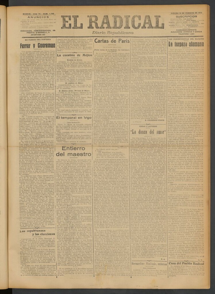 Miniatura de El Radical: diario republicano del 20 de febrero de 1915