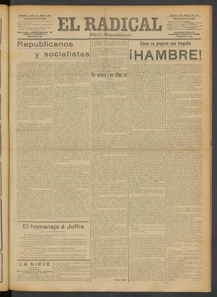 Miniatura de El Radical: diario republicano del 4 de marzo de 1915