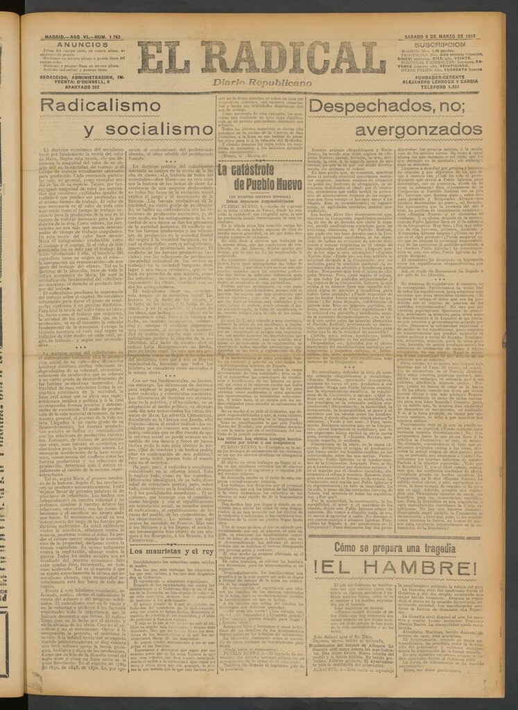 Miniatura de El Radical: diario republicano del 6 de marzo de 1915