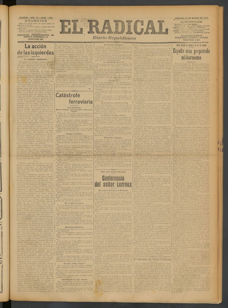 Miniatura de El Radical: diario republicano del 12 de marzo de 1915