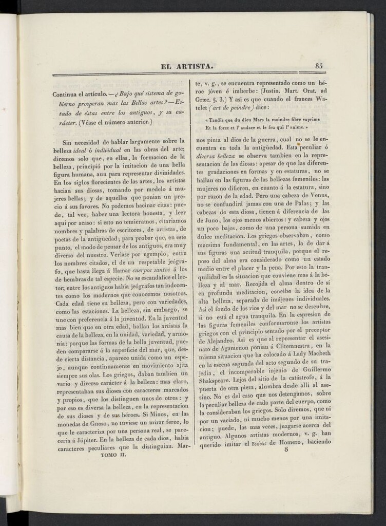 Miniatura de El artista: periódico semanal de artes, literatura, historia de 1835, tomo II, nº 8