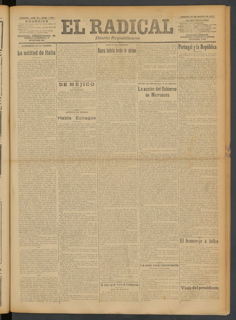 Miniatura de El Radical: diario republicano del 13 de marzo de 1915