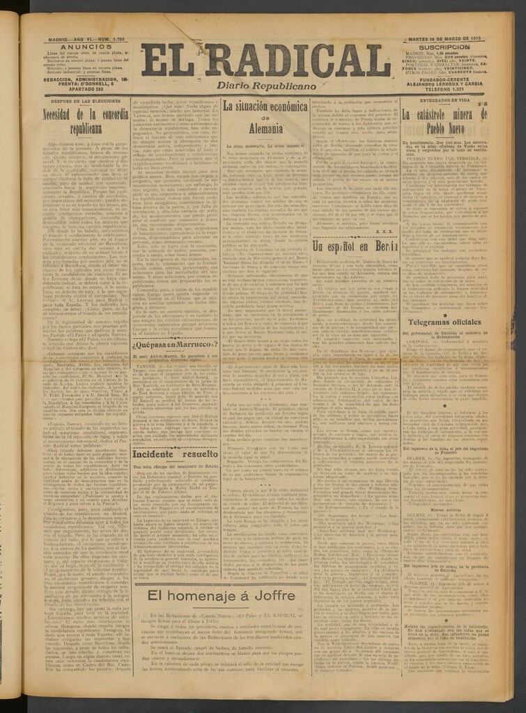 Miniatura de El Radical: diario republicano del 16 de marzo de 1915