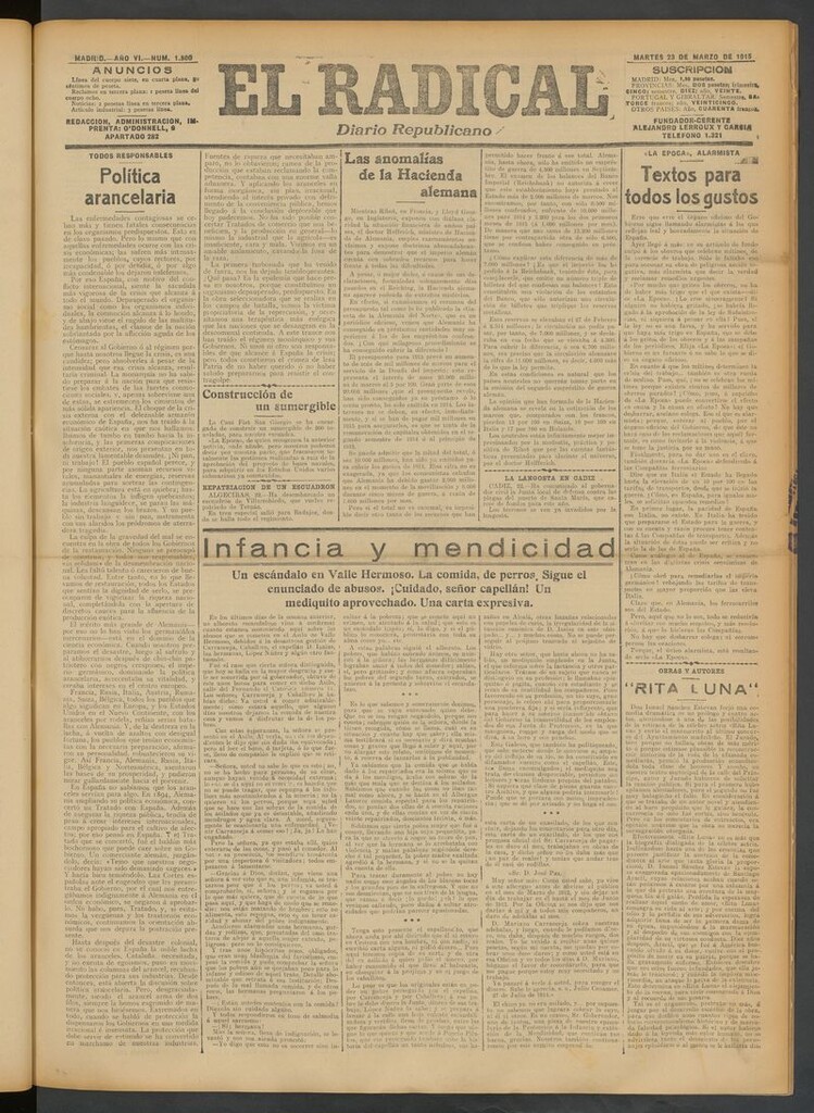 Miniatura de El Radical: diario republicano del 23 de marzo de 1915