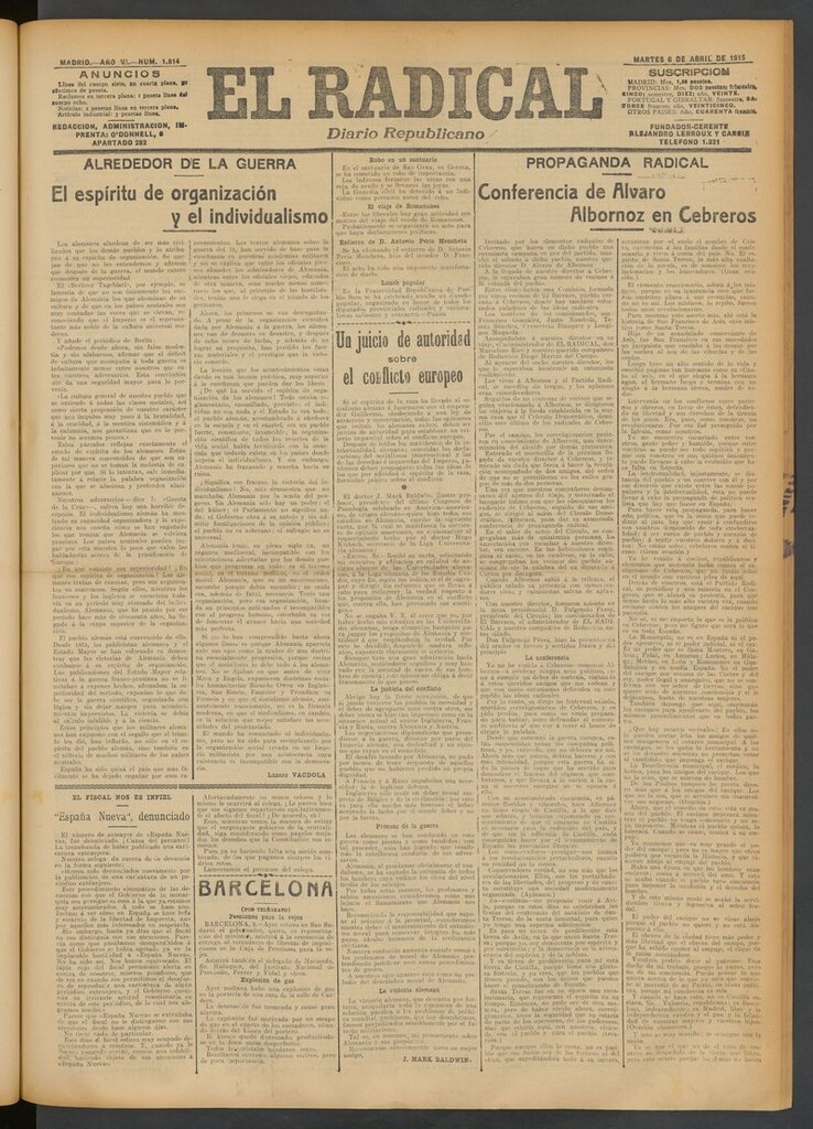 Miniatura de El Radical: diario republicano del 6 de abril de 1915
