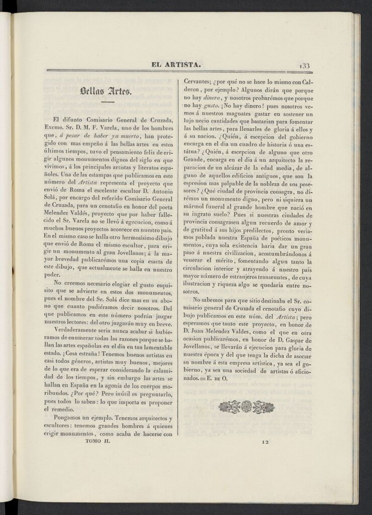 Miniatura de El artista: periódico semanal de artes, literatura, historia de 1835, tomo II, nº 12