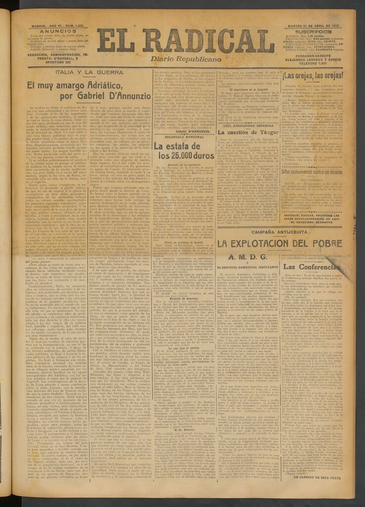 Miniatura de El Radical: diario republicano del 27 de abril de 1915
