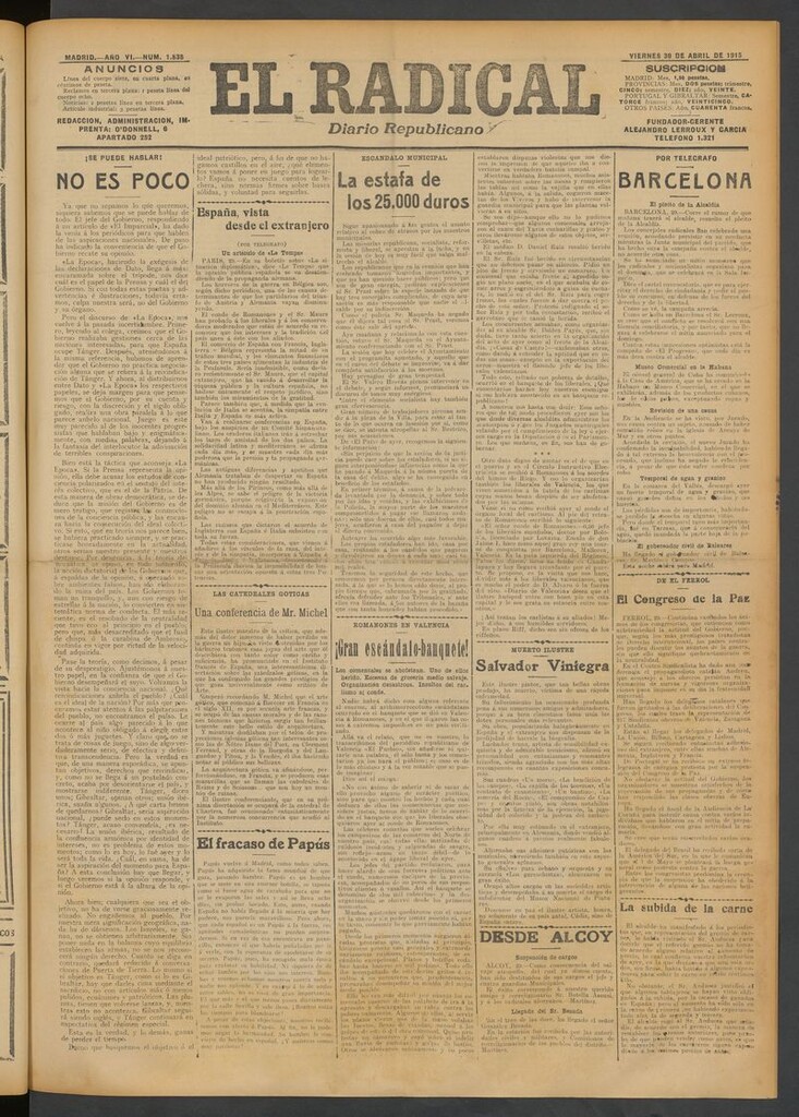 Miniatura de El Radical: diario republicano del 30 de abril de 1915