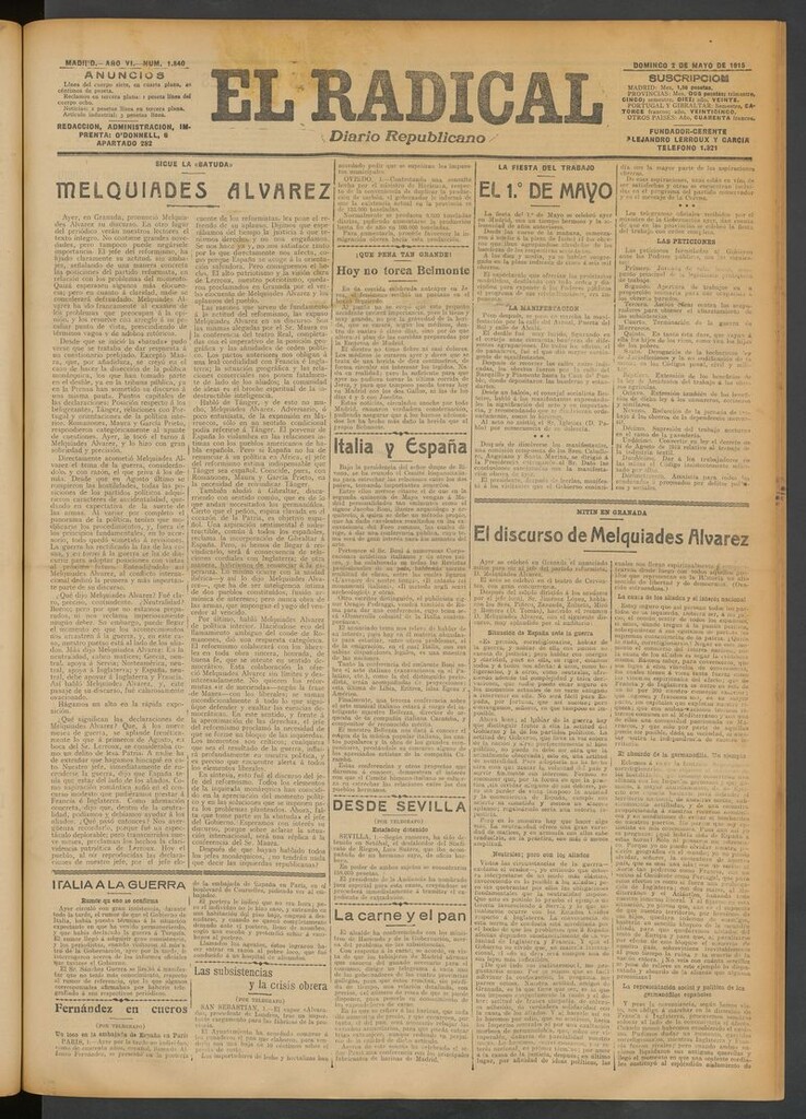 Miniatura de El Radical: diario republicano del 2 de mayo de 1915