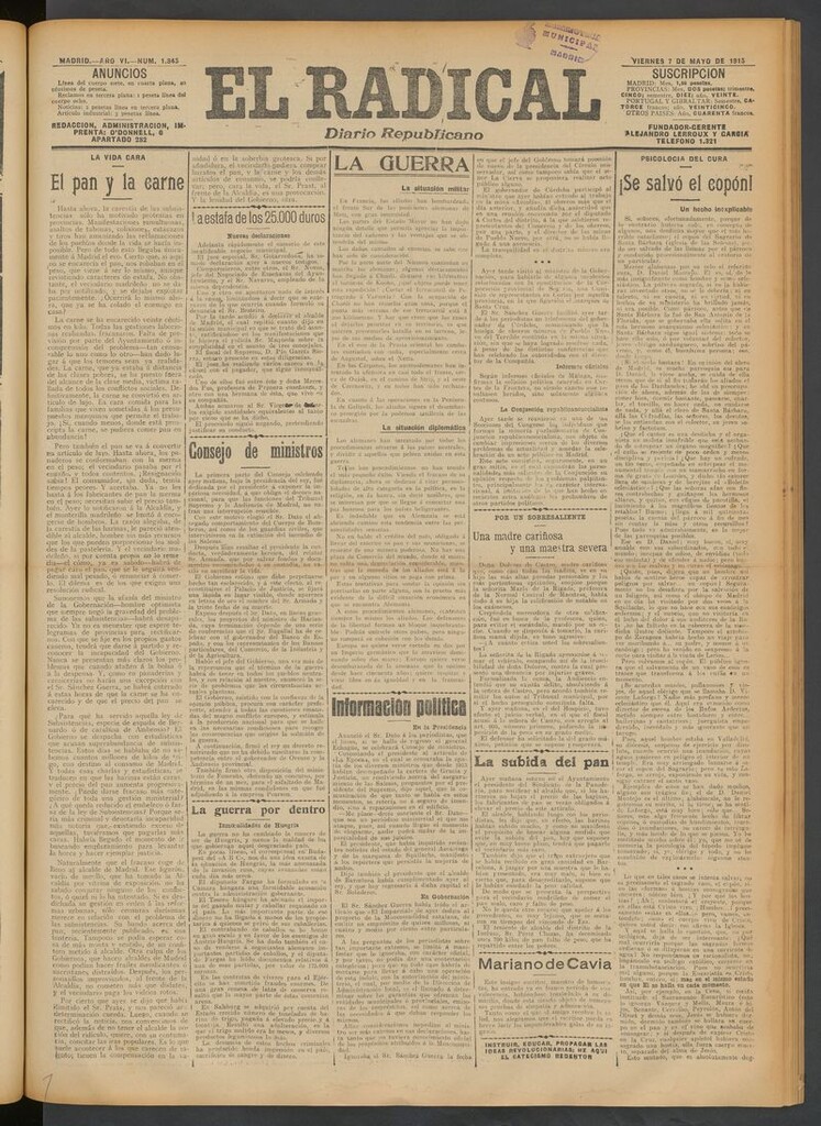 Miniatura de El Radical: diario republicano del 7 de mayo de 1915
