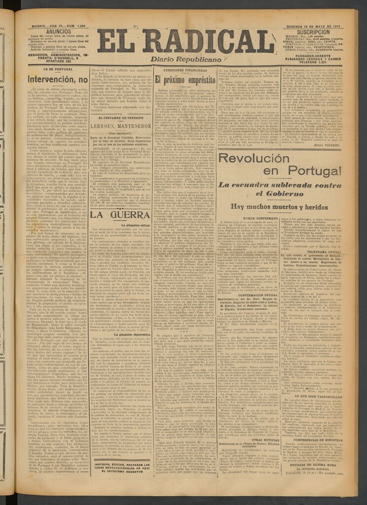 Miniatura de El Radical: diario republicano del 16 de mayo de 1915