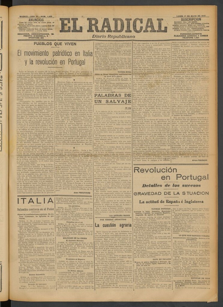 Miniatura de El Radical: diario republicano del 17 de mayo de 1915