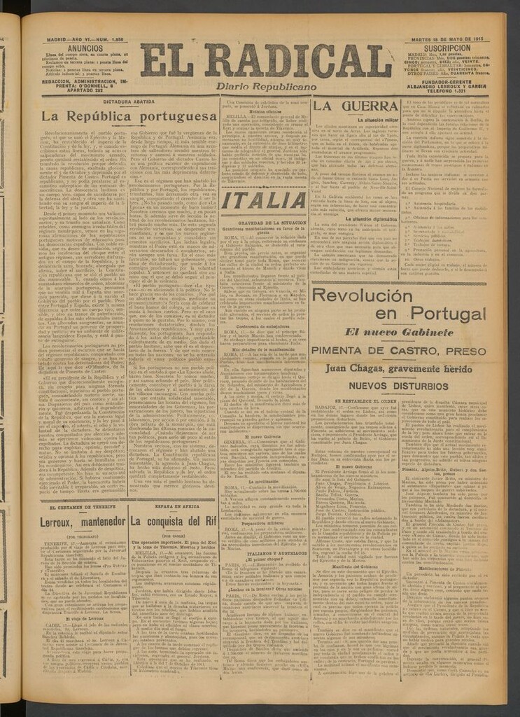 Miniatura de El Radical: diario republicano del 18 de mayo de 1915