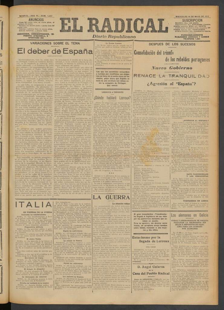 Miniatura de El Radical: diario republicano del 19 de mayo de 1915
