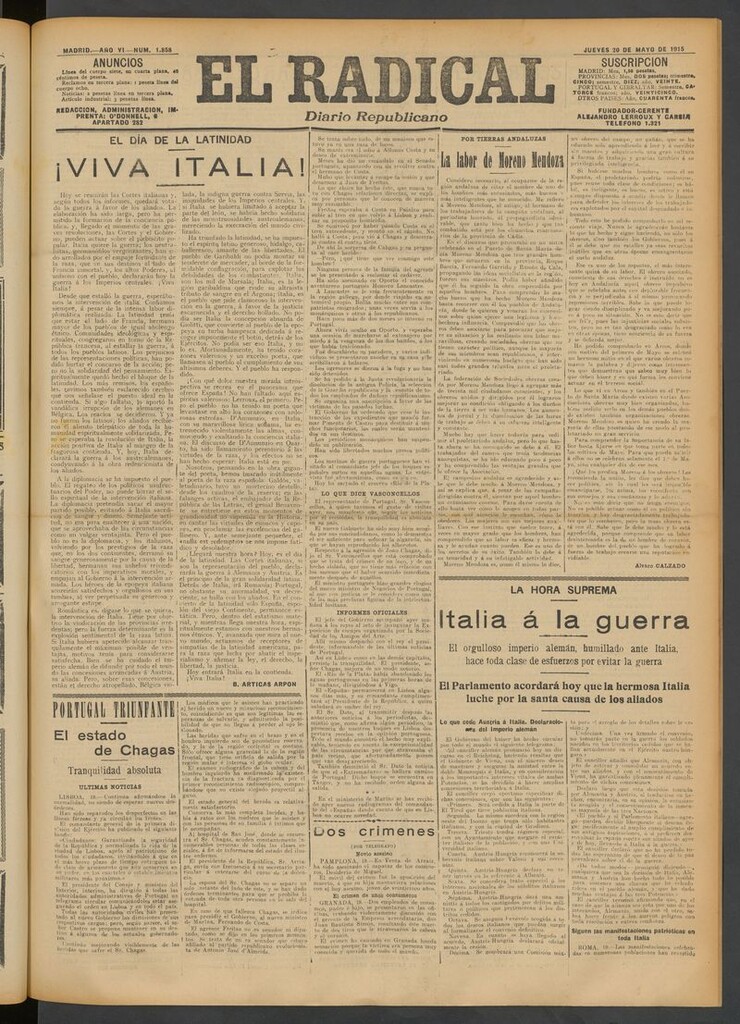 Miniatura de El Radical: diario republicano del 20 de mayo de 1915