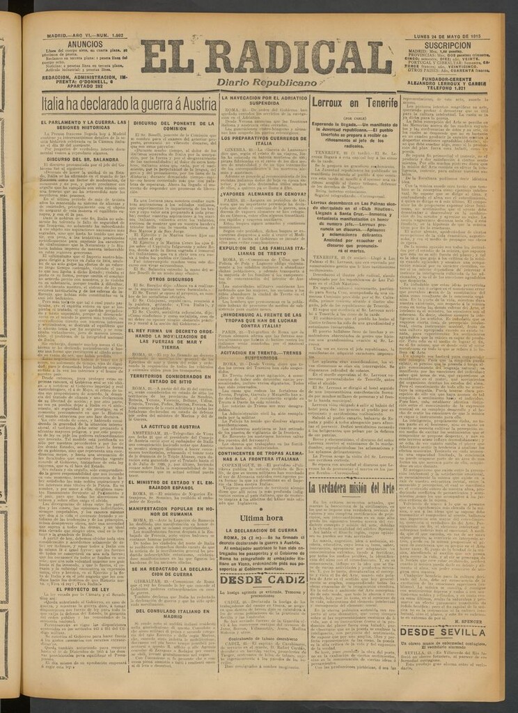 Miniatura de El Radical: diario republicano del 24 de mayo de 1915