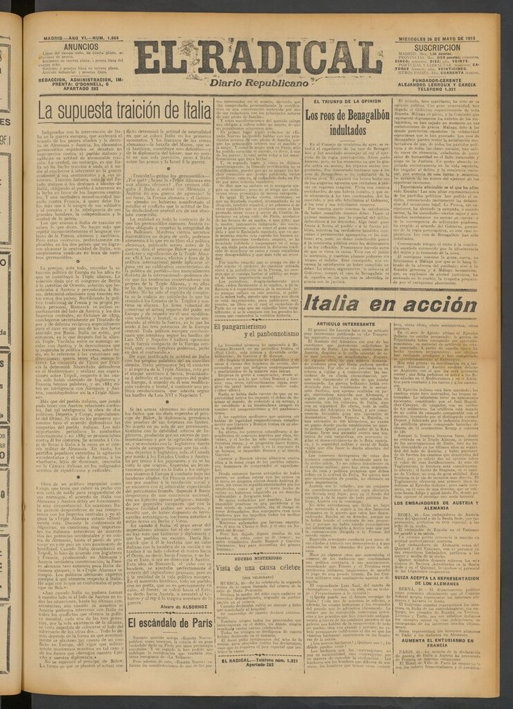Miniatura de El Radical: diario republicano del 26 de mayo de 1915