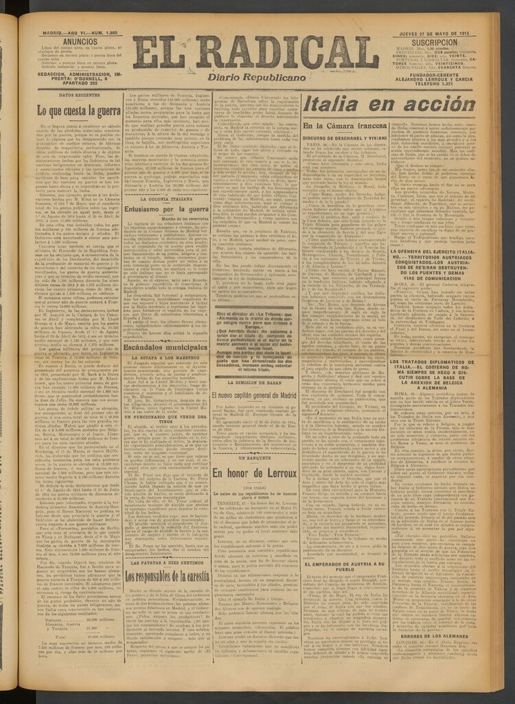 Miniatura de El Radical: diario republicano del 27 de mayo de 1915